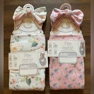 Baby girl swaddle/headband sets